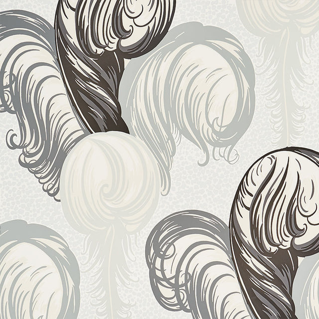 Schumacher Plumes Grisaille Wallpaper - Eade's Wallpaper