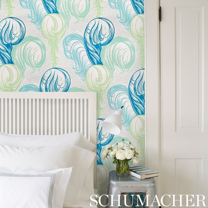 Schumacher 5009152 PLUMES in PEACOCK Wallpaper - FASHION FOR