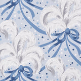 Schumacher Plumes Et Rubans Blue Wallpaper - Eade's Wallpaper