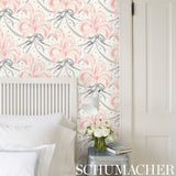 Schumacher Plumes Et Rubans Blush Wallpaper - Eade's Wallpaper