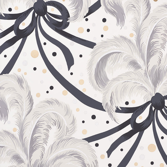 Schumacher Plumes Et Rubans Champagne Wallpaper - Eade's Wallpaper