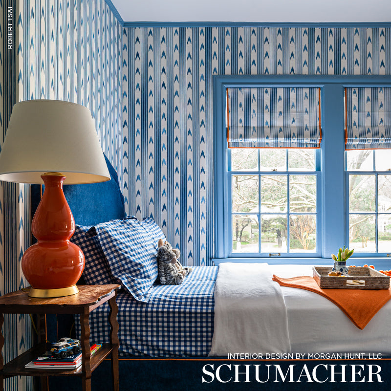 Schumacher Santa Barbara Ikat Indigo Wallpaper - Eade's Wallpaper