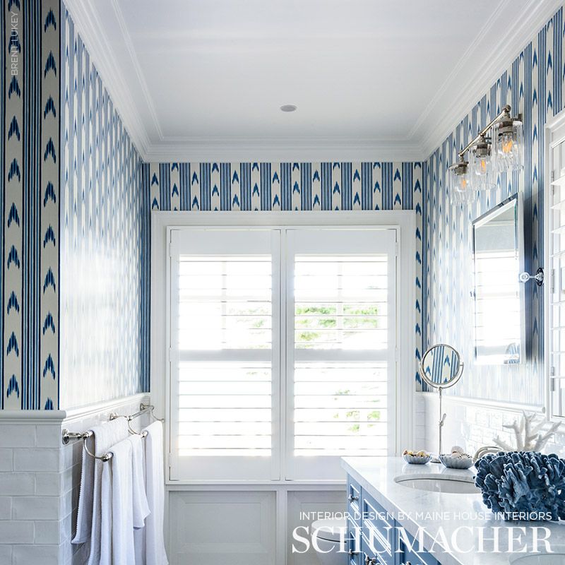 Schumacher Santa Barbara Ikat Indigo Wallpaper - Eade's Wallpaper