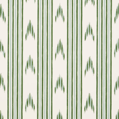 Schumacher Santa Barbara Ikat Leaf Green Wallpaper - Eade's Wallpaper