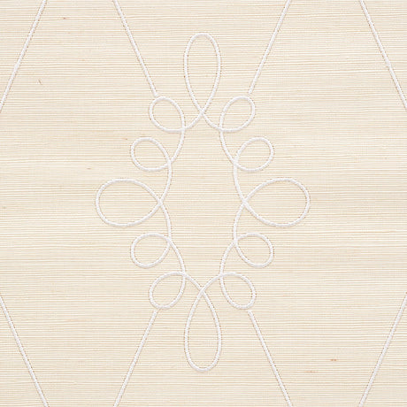 Schumacher Sylvie Embroidered Sisal Ivory Wallpaper - Eade's Wallpaper
