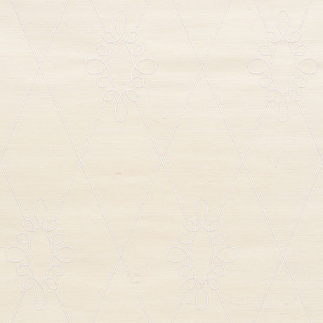 Schumacher Sylvie Embroidered Sisal Ivory Wallpaper - Eade's Wallpaper