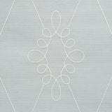 Schumacher Sylvie Embroidered Sisal Water Blue Wallpaper - Eade's Wallpaper