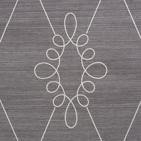 Schumacher Sylvie Embroidered Sisal Charcoal Wallpaper - Eade's Wallpaper