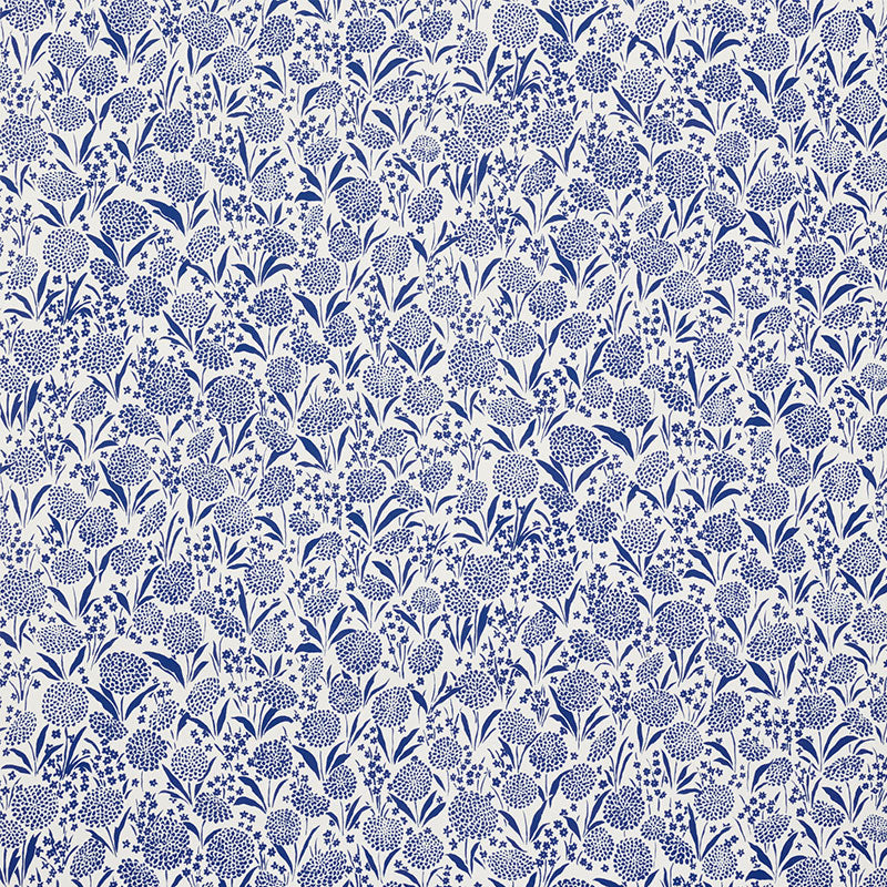 Schumacher Chrysanthemum Blue Wallpaper