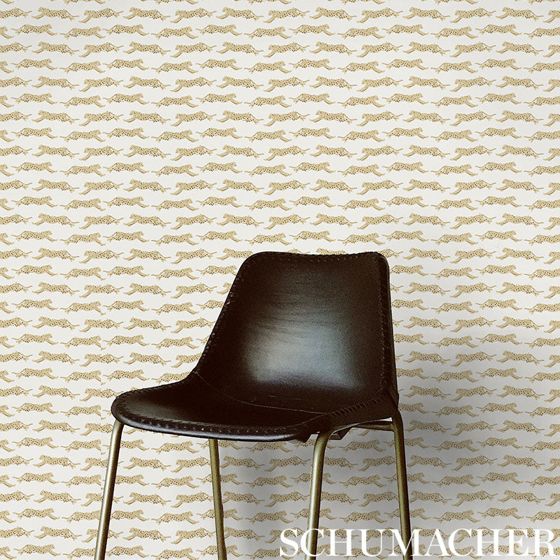 Schumacher Leaping Leopards Sand Wallpaper - Eade's Wallpaper