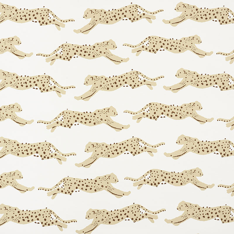 Schumacher Leaping Leopards Sand Wallpaper - Eade's Wallpaper