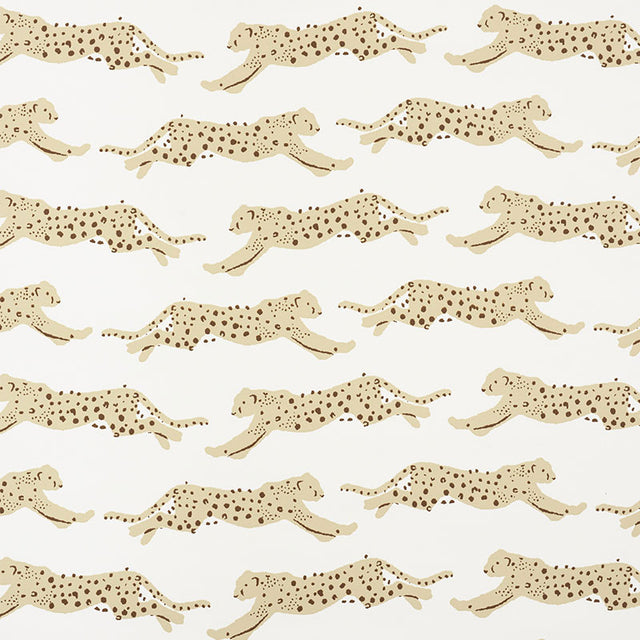 Schumacher Leaping Leopards Sand Wallpaper - Eade's Wallpaper