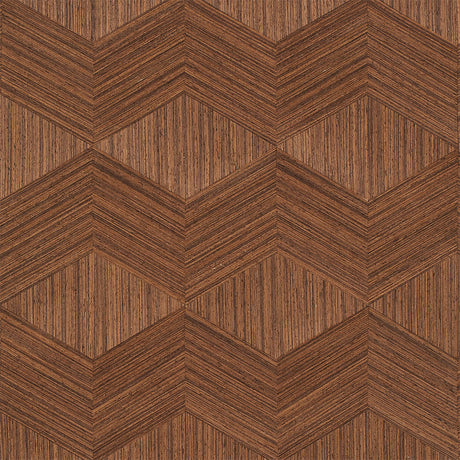 Schumacher 5009631 CHEVRON INLAY in WALNUT Wallpaper - MODER