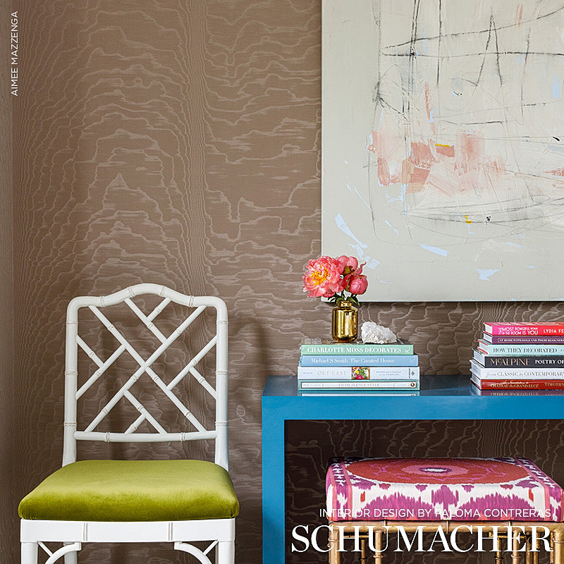 Schumacher Moiré Wallcovering Fawn Wallpaper - Eade's Wallpaper