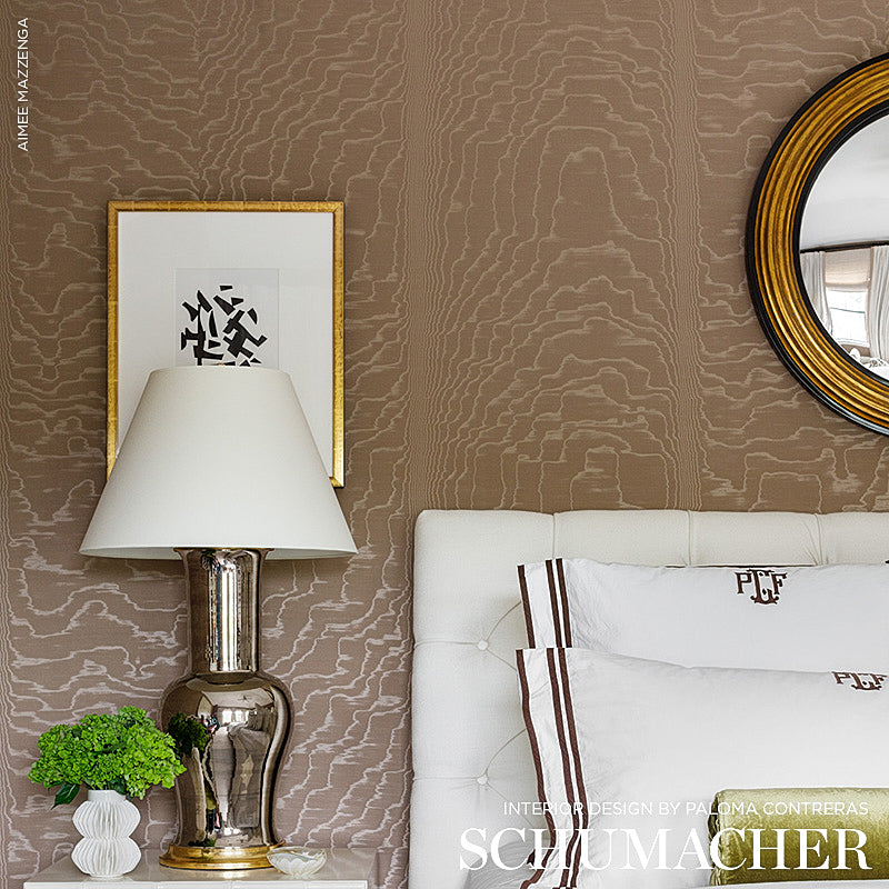 Schumacher Moiré Wallcovering Fawn Wallpaper - Eade's Wallpaper