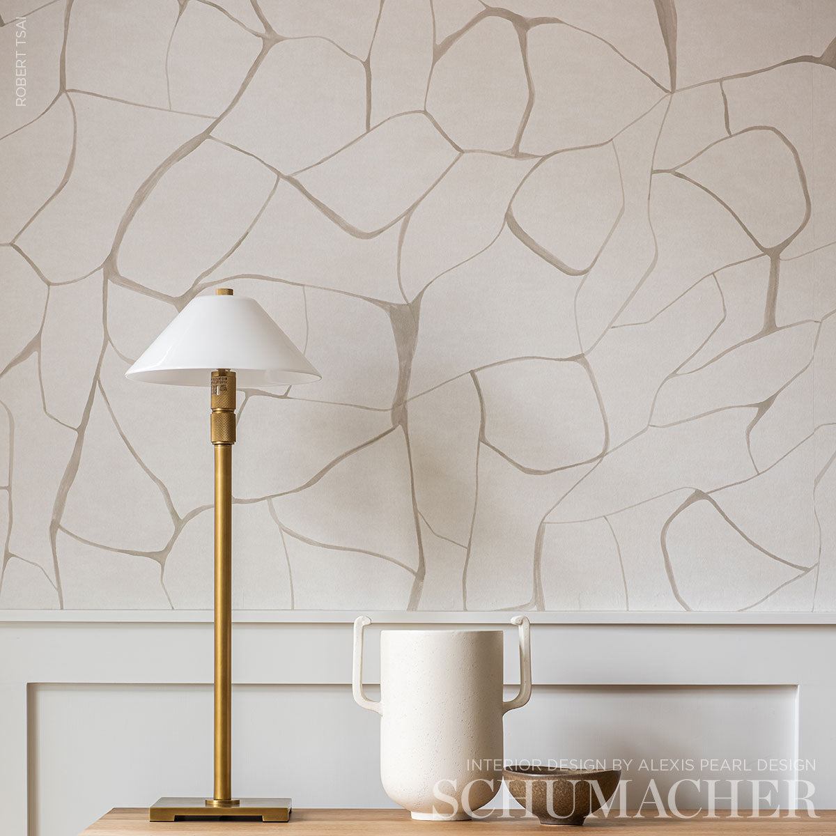 Schumacher Filigree Linen Wallpaper