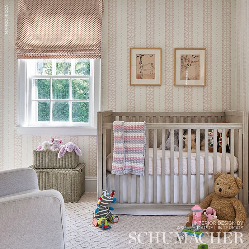 Schumacher Nauset Stripe Blush Wallpaper - Eade's Wallpaper