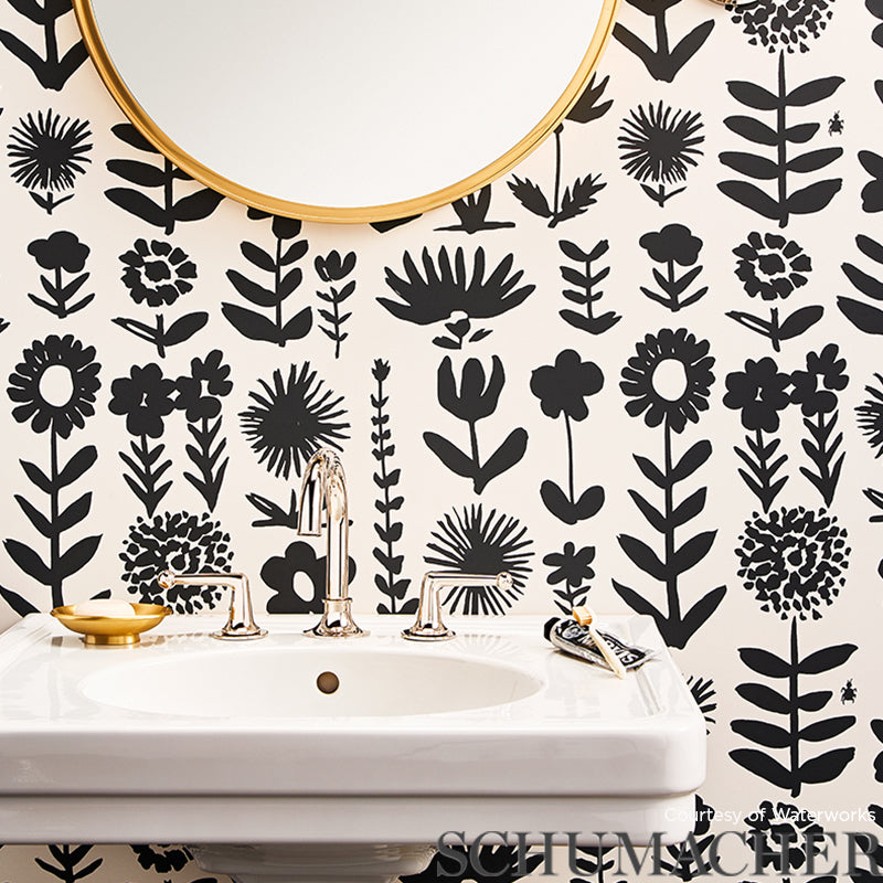 Schumacher Wild Things Black Wallpaper