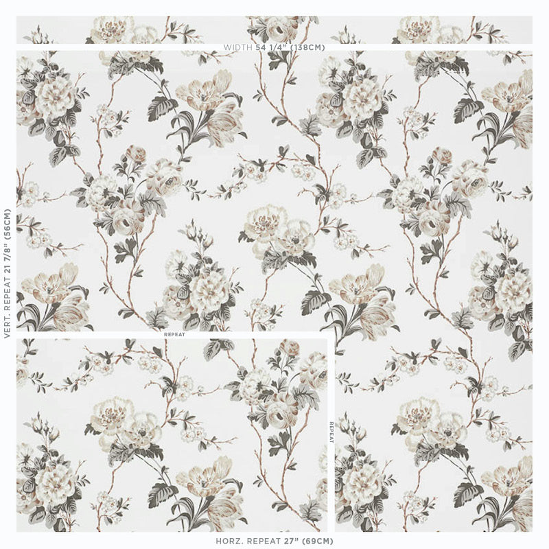 Schumacher Betty Charcoal Wallpaper
