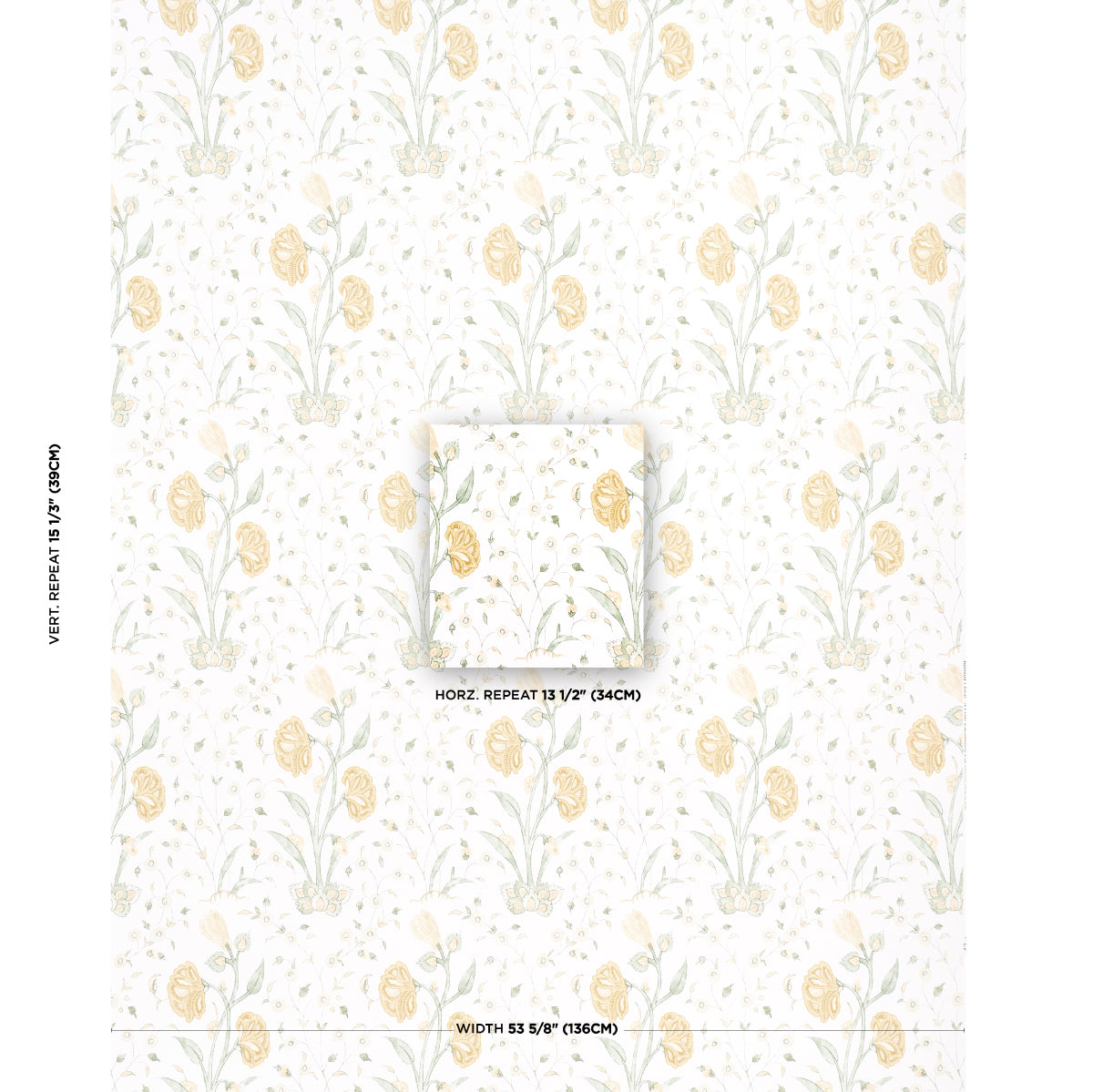 Schumacher Khilana Floral Marigold Wallpaper - Eade's Wallpaper
