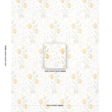 Schumacher Khilana Floral Marigold Wallpaper - Eade's Wallpaper