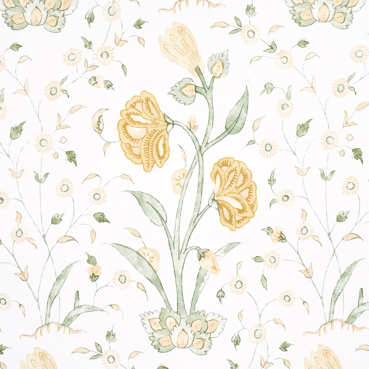 Schumacher Khilana Floral Marigold Wallpaper - Eade's Wallpaper