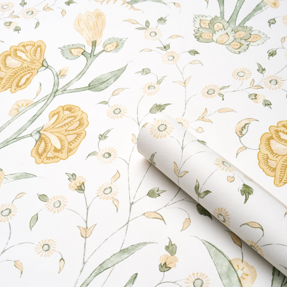 Schumacher Khilana Floral Marigold Wallpaper - Eade's Wallpaper