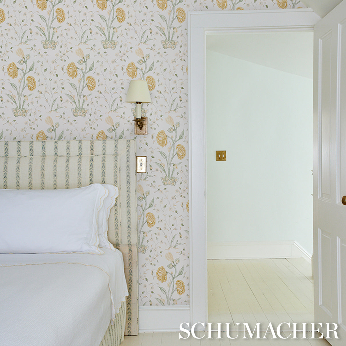 Schumacher Khilana Floral Marigold Wallpaper - Eade's Wallpaper