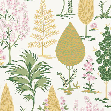Schumacher Pandora Yellow & Pink Wallpaper - Eade's Wallpaper