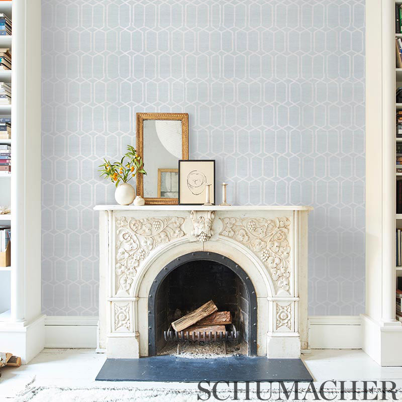 Schumacher Modern Trellis Sisal Charcoal Wallpaper - Eade's Wallpaper