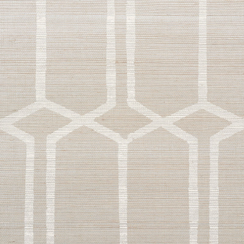 Schumacher Modern Trellis Hemp Shimmer Moonstone Wallpaper - Eade's Wallpaper