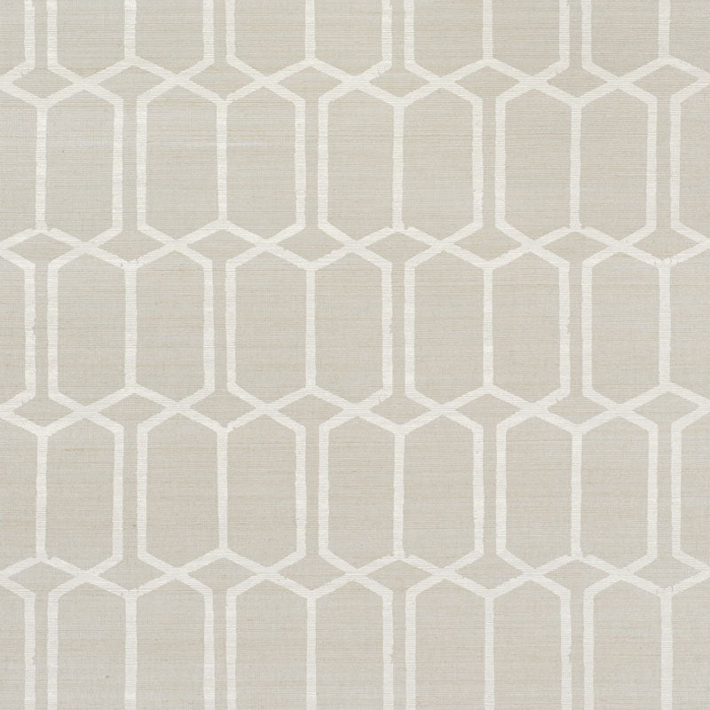 Schumacher Modern Trellis Hemp Shimmer Moonstone Wallpaper - Eade's Wallpaper