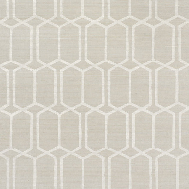 Schumacher Modern Trellis Hemp Shimmer Moonstone Wallpaper - Eade's Wallpaper