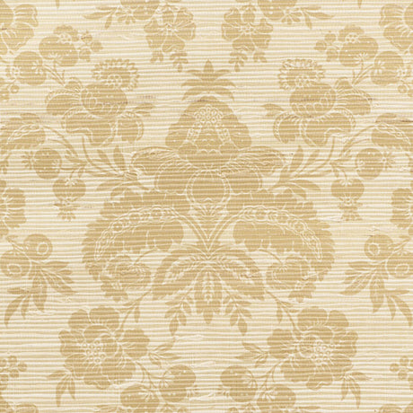 Schumacher Simone Damask Grasscloth Gold Wallpaper - Eade's Wallpaper