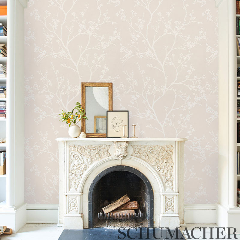 Schumacher Twiggy Vinyl Blush Wallpaper - Eade's Wallpaper