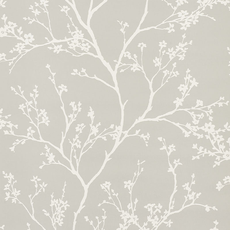 Schumacher 5010152 TWIGGY VINYL in SOFT GREY Wallpaper - Ead
