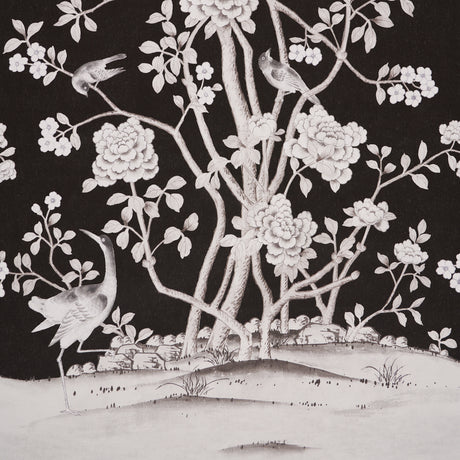 Schumacher Chinois Palais Vinyl Panel Noir Wallpaper