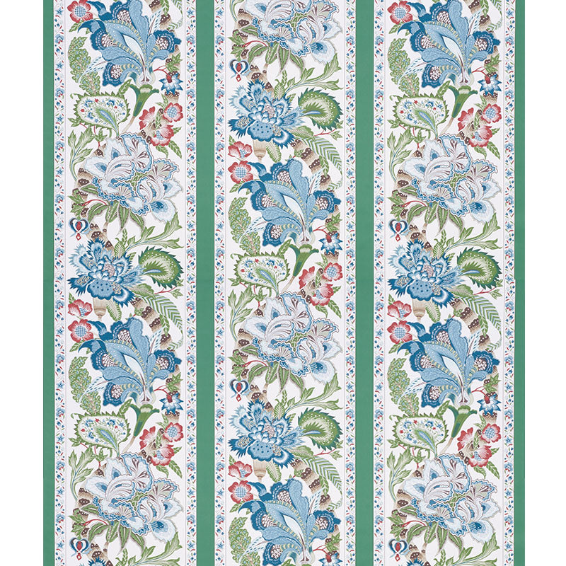 Schumacher Anjou Stripe Emerald Wallpaper
