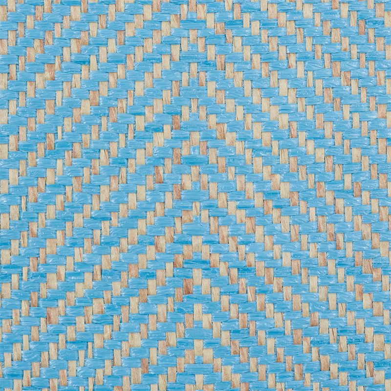 Schumacher Herringbone Paperweave Sky Wallpaper