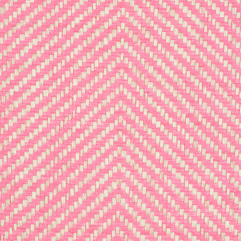 Schumacher Herringbone Paperweave Pink Wallpaper