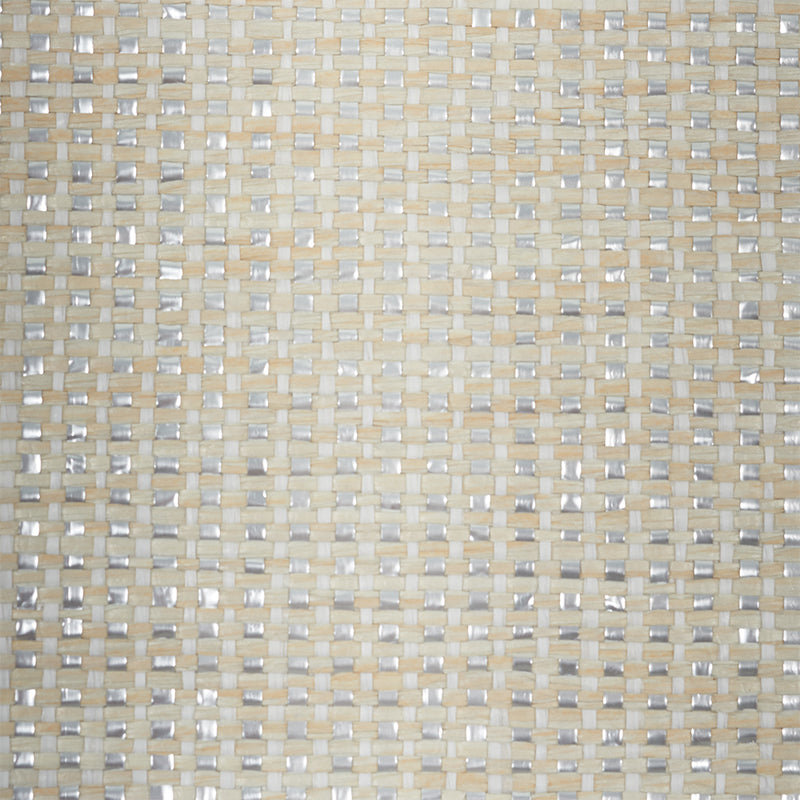 Schumacher Metal Paperweave Ivory Wallpaper - Eade's Wallpaper