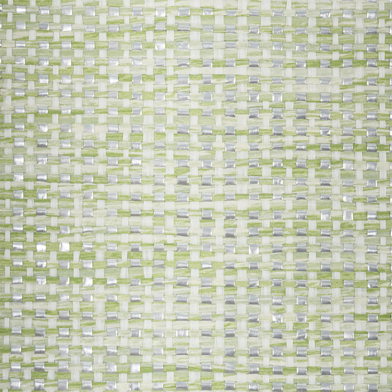 Schumacher Metal Paperweave Green Wallpaper - Eade's Wallpaper