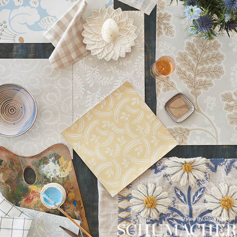Schumacher Estelle Neutral Wallpaper