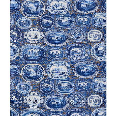 Schumacher Plates & Platters Blue Wallpaper - Eade's Wallpaper
