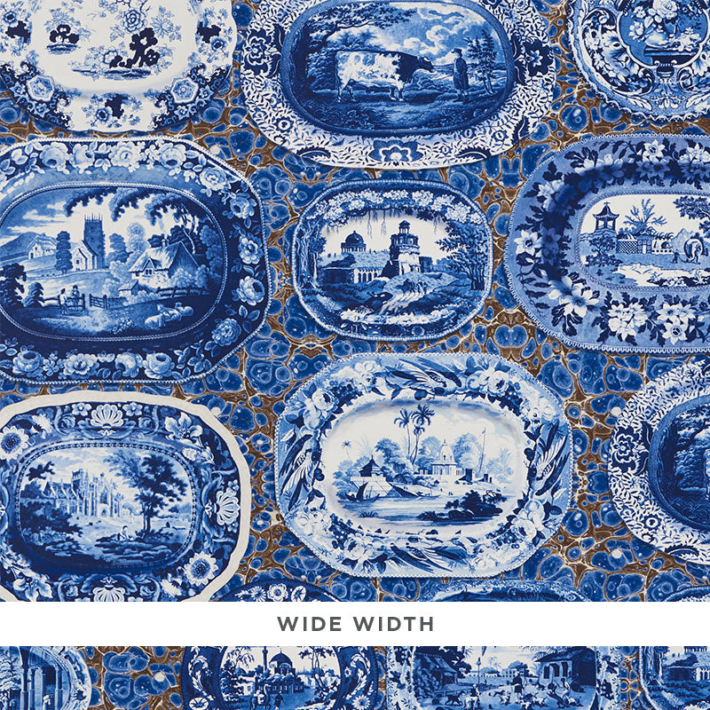 Schumacher Plates & Platters Blue Wallpaper - Eade's Wallpaper