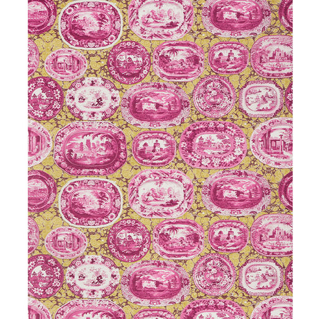 Schumacher Plates & Platters Magenta & Yellow Wallpaper - Eade's Wallpaper