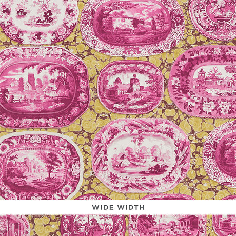Schumacher Plates & Platters Magenta & Yellow Wallpaper - Eade's Wallpaper