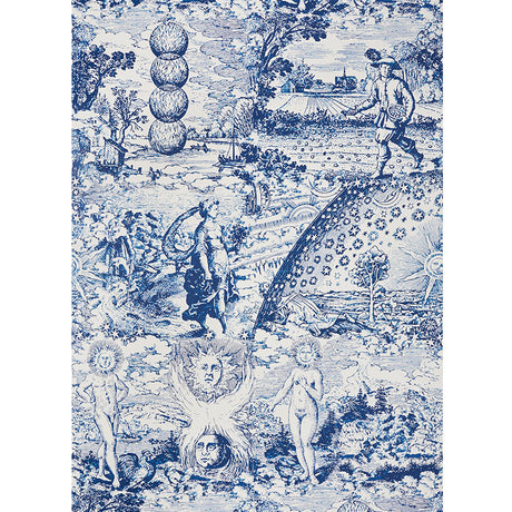 Schumacher Modern Toile Indigo Wallpaper - Eade's Wallpaper