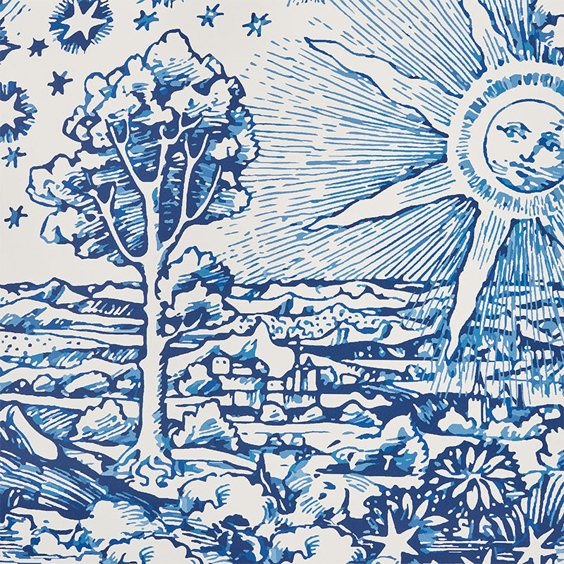 Schumacher Modern Toile Indigo Wallpaper - Eade's Wallpaper