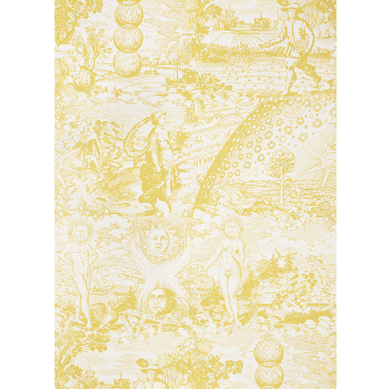 Schumacher Modern Toile Yellow Wallpaper - Eade's Wallpaper